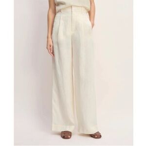 Everlane THE LINEN WAY-HIGH DRAPE PANT size 6 100% Linen in bone